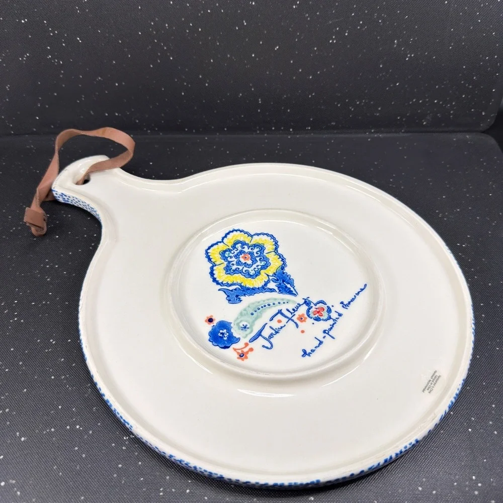Anthropologie Jardin Fleuri Stoneware Cheese Board Floral Paisley ServingPlatter